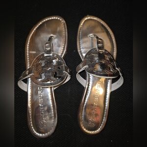 Tory Burch Metallic Silver Sandals
